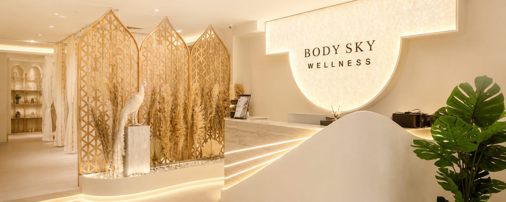 Body Sky Wellness luxury Thai spa reception and treatment space in JLT Dubai